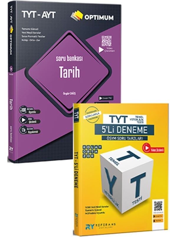 Optimum TYT AYT Tarih Soru Bankası TYT 5 li Tüm Dersler Deneme Seti Referans Yayınları