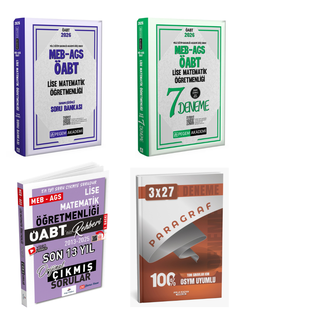 Pegem 2026 MEB AGS ÖABT Lise Matematik Öğretmenliği Soru Bankası + Pegem ÖABT Lise Matematik Öğretmenliği 7 Deneme + Dizgi ÖABT Lise Matematik Öğretmenliği Çıkmış Sorular Seti