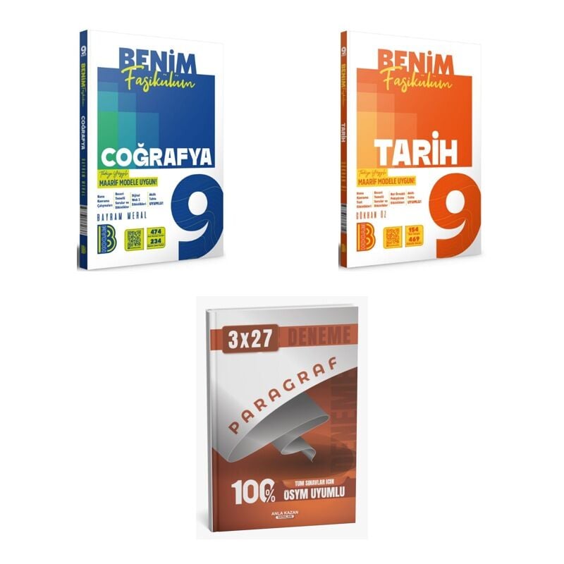 2027 Benim Hocam 9. Sınıf Benim Fasikülüm Coğrafya + Tarih Soru + anla kazan paragraf deneme 3'lü Set