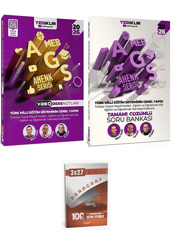 Yediiklim 2026 MEB-AGS Türk Milli Eğitim Sisteminin Genel Yapısı Video Ders Notları + Soru Bankası 2 li Set Anla Kazan Deneme