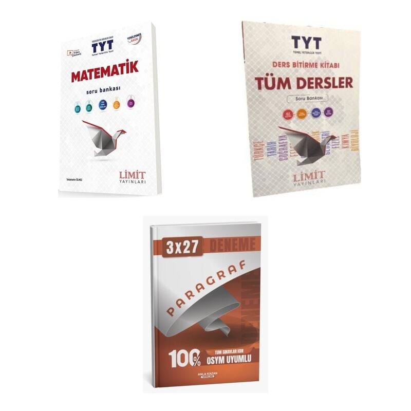 2027 Limit TYT Matematik + Tüm Dersler Soru + anla kazan paragraf deneme 3'lü Set