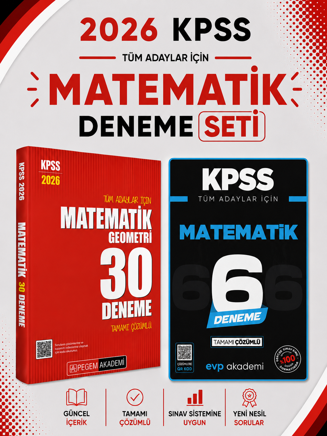 Pegem 2026 KPSS Matematik Deneme & KPSS Matematik 6 Deneme Evp Akademi Seti