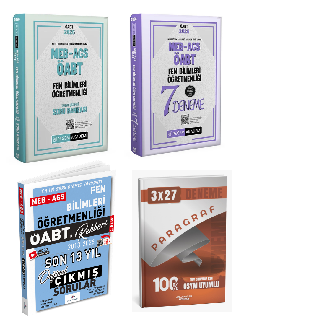 Pegem 2026 MEB AGS ÖABT Fen Bilimleri Öğretmenliği Soru Bankası + Pegem ÖABT Fen Bilimleri Öğretmenliği 7 Deneme + Dizgi ÖABT Fen Bilimleri Öğretmenliği Çıkmış Sorular Seti