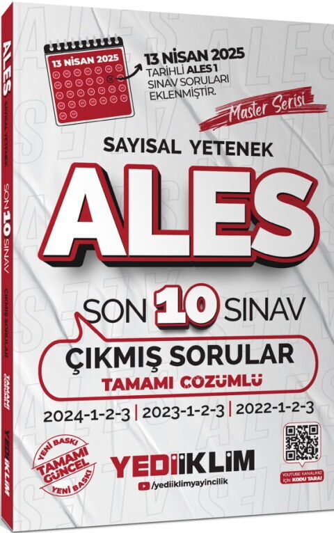 Yediiklim Yayınları ALES Master Serisi Sayısal Yetenek Tamamı Çözümlü Son 10 Sınav Çıkmış Sorular