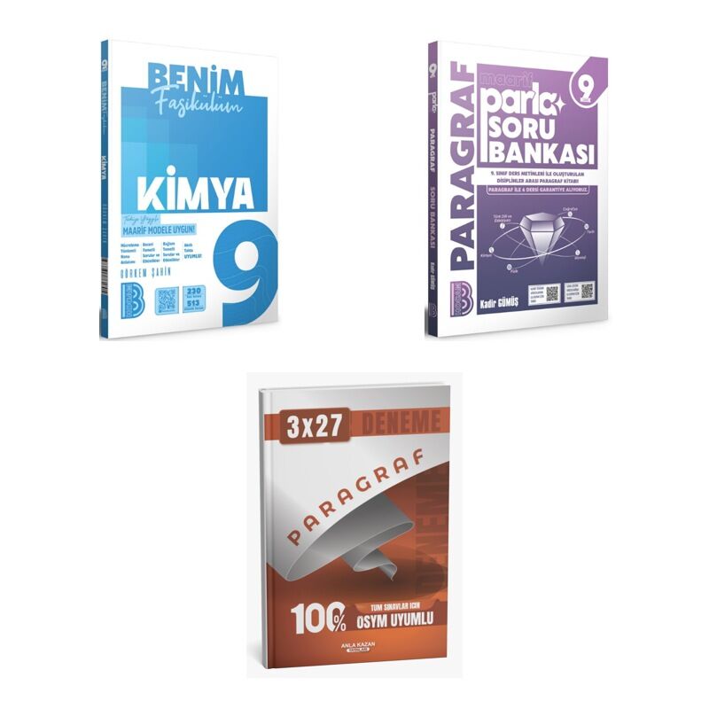 2027 Benim Hocam 9. Sınıf Kimya Benim Fasikülüm + Paragraf Parla Maarif Soru + anla kazan paragraf deneme 3'lü Set