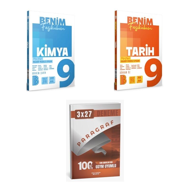 2027 Benim Hocam 9. Sınıf Benim Fasikülüm Kimya + Tarih Soru + anla kazan paragraf deneme 3'lü Set