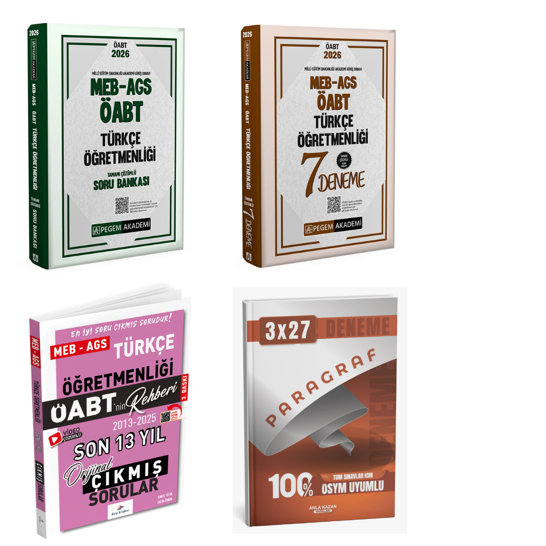 Pegem 2026 MEB AGS ÖABT Türkçe Öğretmenliği Soru Bankası + Pegem ÖABT Türkçe Öğretmenliği 7 Deneme + Dizgi ÖABT Türkçe Öğretmenliği Çıkmış Sorular Seti