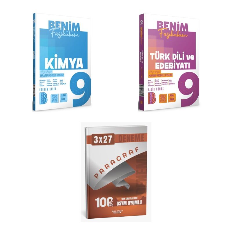 2027 Benim Hocam 9. Sınıf Benim Fasikülüm Kimya + Edebiyat Türk Dili ve Edebiyatı Soru + Ankapade 3'lü Set