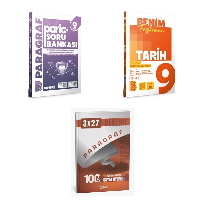 2027 Benim Hocam 9. Sınıf Paragraf Parla Maarif + Tarih Benim Fasikülüm Soru + anla kazan paragraf deneme 3'lü Set
