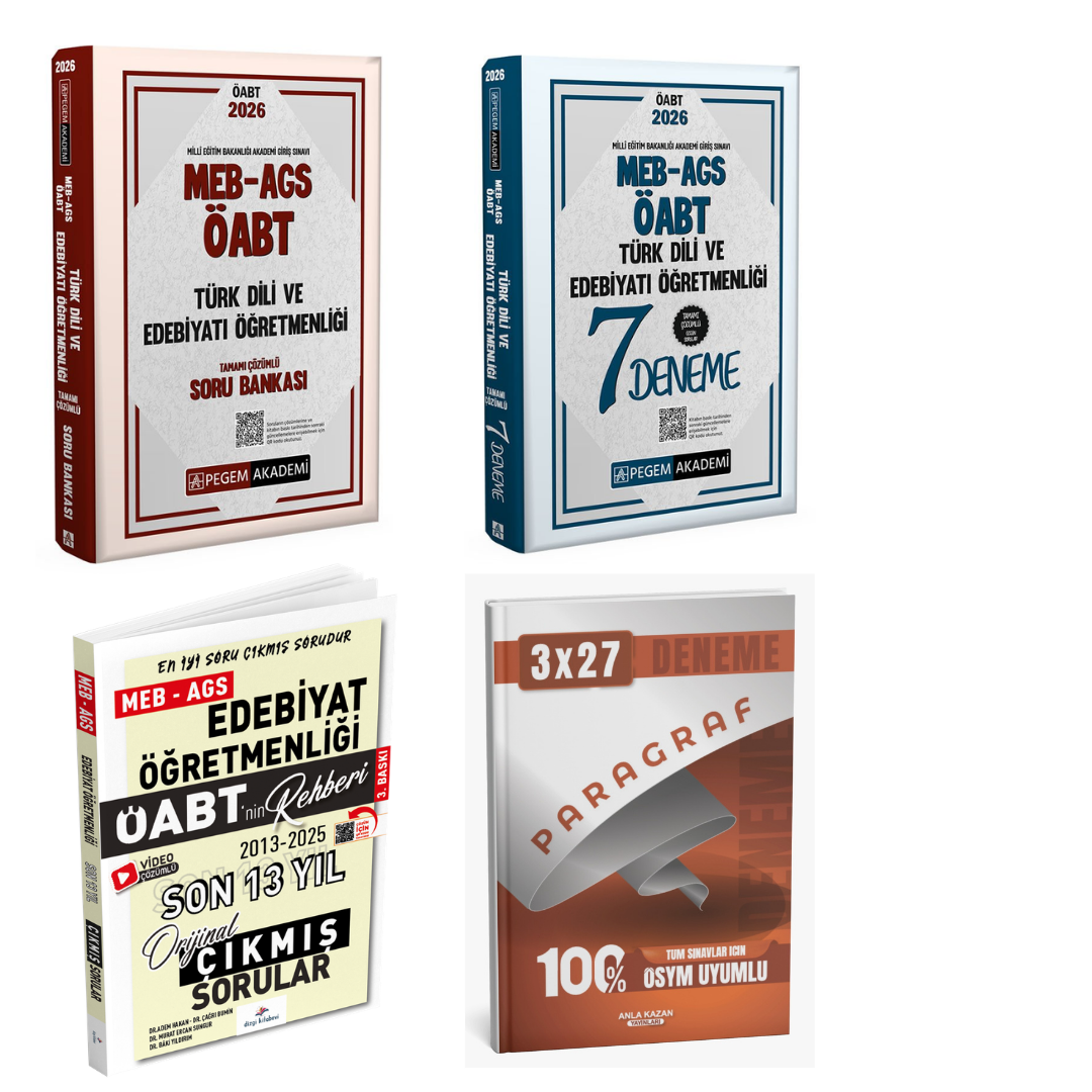 Pegem 2026 MEB AGS ÖABT Türk Dili ve Edebiyatı Öğretmenliği Soru Bankası + Pegem ÖABT Türk Dili ve Edebiyatı Öğretmenliği 7 Deneme + Dizgi ÖABT Türk Dili ve Edebiyatı Öğretmenliği Çıkmış Sorular Seti