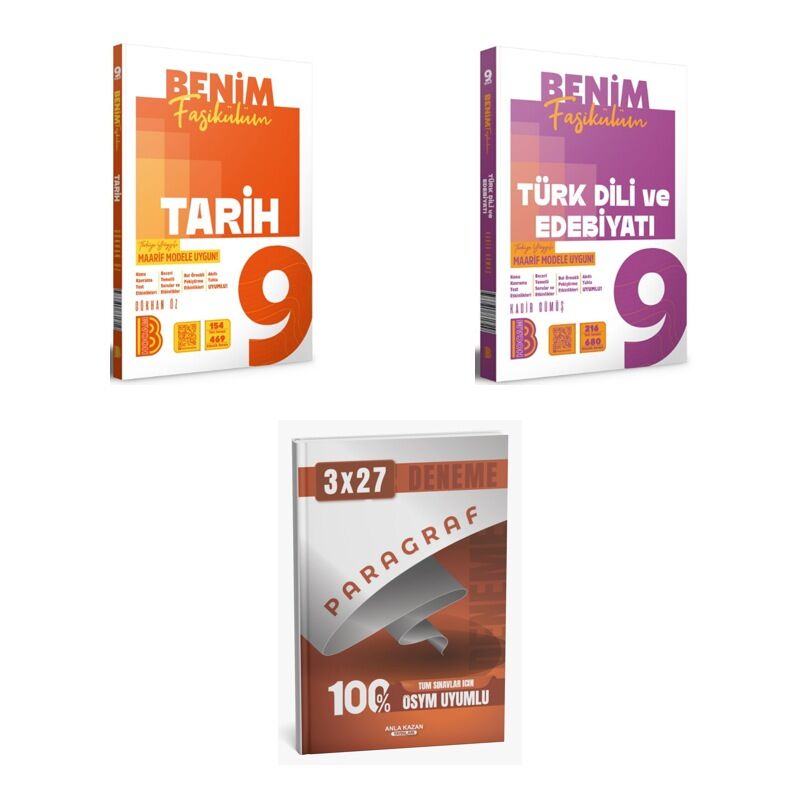 2027 Benim Hocam 9. Sınıf Benim Fasikülüm Tarih + Edebiyat Türk Dili ve Edebiyatı Soru + Ankapade 3'lü Set