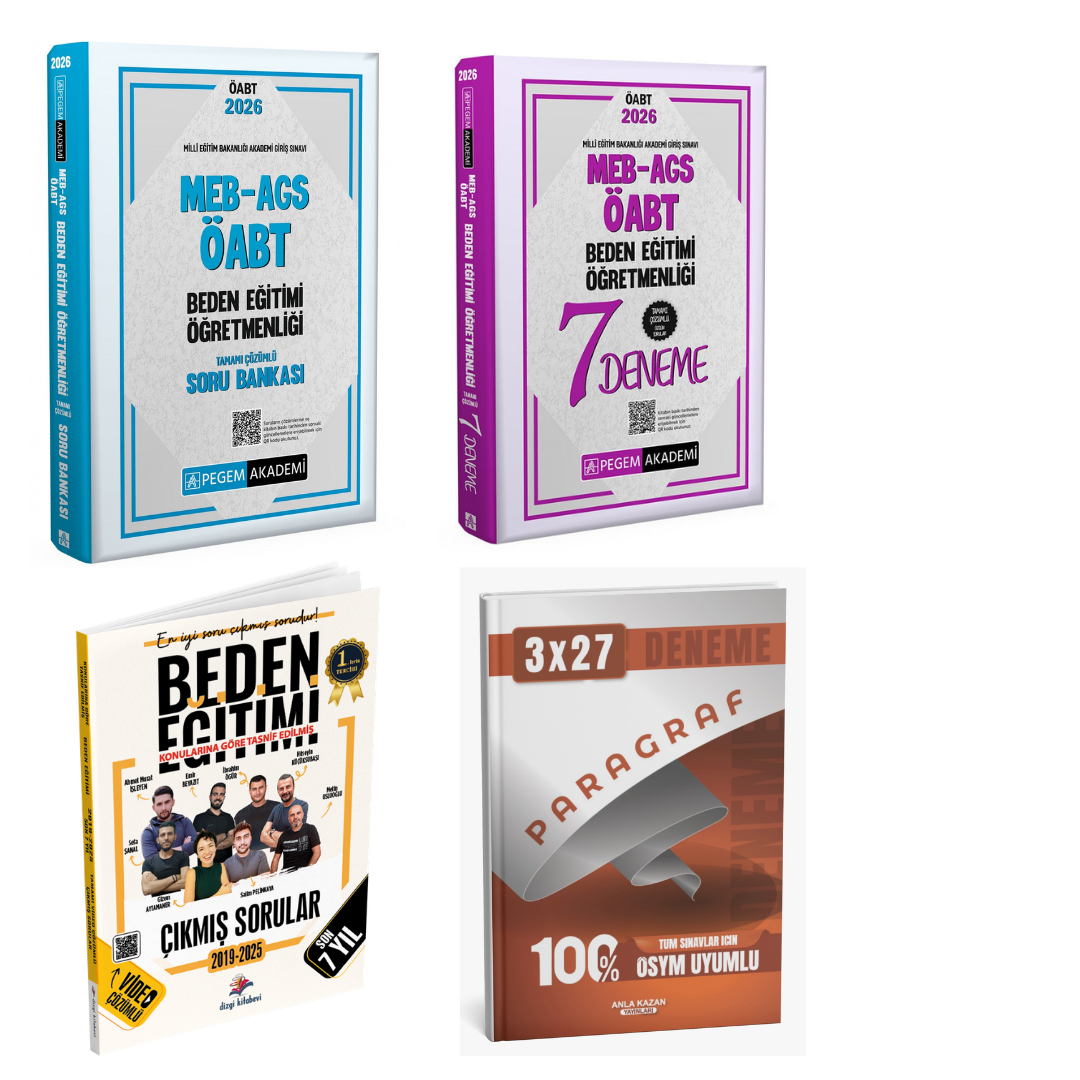 Pegem 2026 MEB AGS ÖABT Beden Eğitimi Öğretmenliği Soru Bankası + Pegem ÖABT Beden Eğitimi Öğretmenliği 7 Deneme + Dizgi ÖABT Beden Eğitimi Öğretmenliği Çıkmış Sorular Seti
