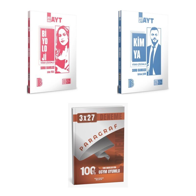 2027 Benim Hocam AYT Biyoloji Video Çözümlü + Kimya Soru + anla kazan paragraf deneme 3'lü Set