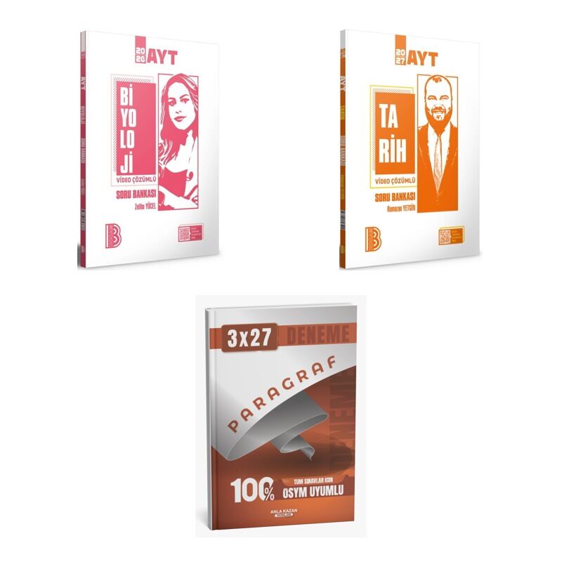 2027 Benim Hocam AYT Video Çözümlü Biyoloji + Tarih Soru + anla kazan paragraf deneme 3'lü Set