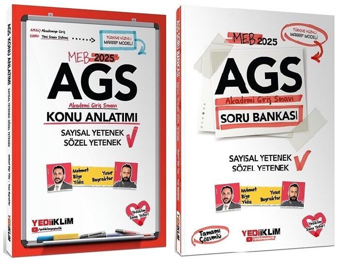 Yediiklim 2025 MEB-AGS Sözel-Sayısal Yetenek Konu Anlatımı + Soru Bankası 2 li Set