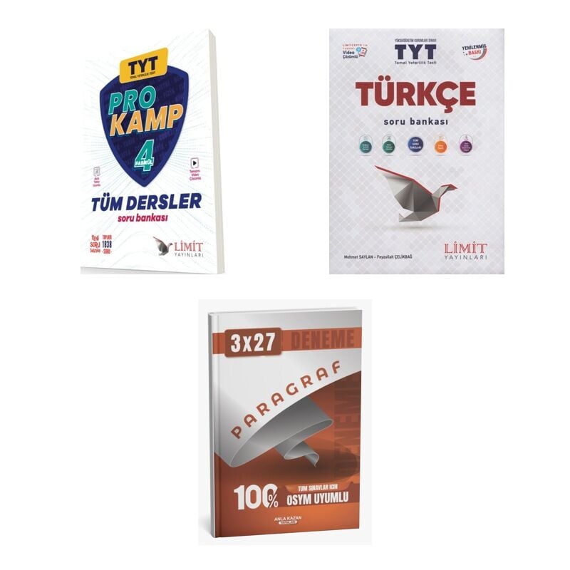 2027 Limit TYT Tüm Dersler Prokamp + Türkçe Soru + anla kazan paragraf deneme 3'lü Set