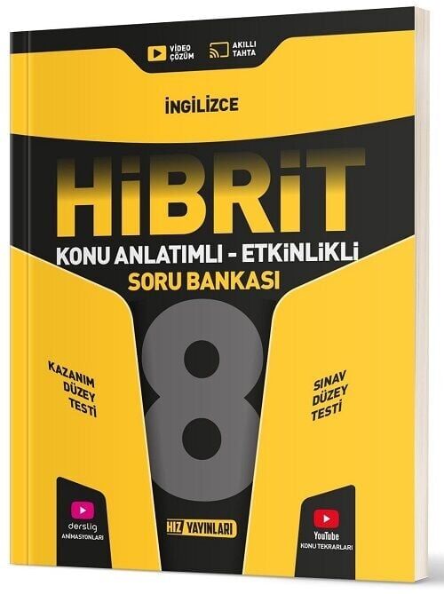 Hız Yayınları 8. Sınıf İngilizce HİBRİT Konu Anlatımlı Etkinlikli Soru Bankası