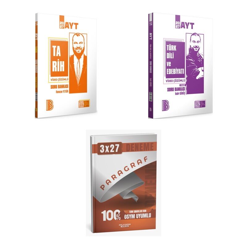 2027 Benim Hocam AYT Video Çözümlü Tarih + Edebiyat Türk Dili ve Edebiyatı Soru + Ankapade 3'lü Set