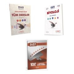 2027 Limit TYT Tüm Dersler + Biyoloji Soru + anla kazan paragraf deneme 3'lü Set