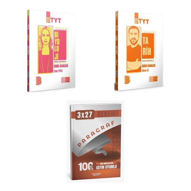 2027 Benim Hocam TYT Video Çözümlü Biyoloji + Tarih Soru + anla kazan paragraf deneme 3'lü Set