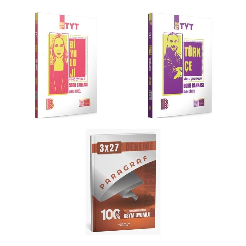 2027 Benim Hocam TYT Biyoloji Video Çözümlü + Türkçe Soru + anla kazan paragraf deneme 3'lü Set
