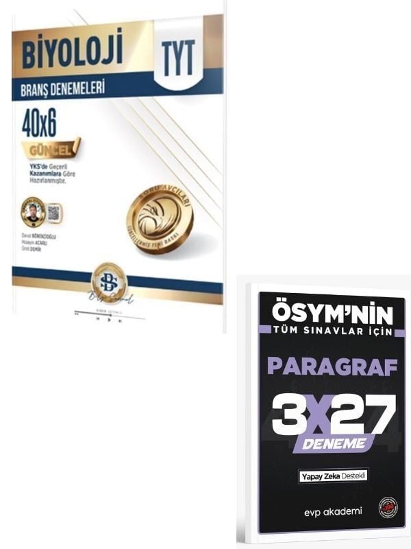 BilgiSarmal 2027 TYT Biyoloji 40 x 6 Branş Denemeleri+ EVP Akademi Paragraf