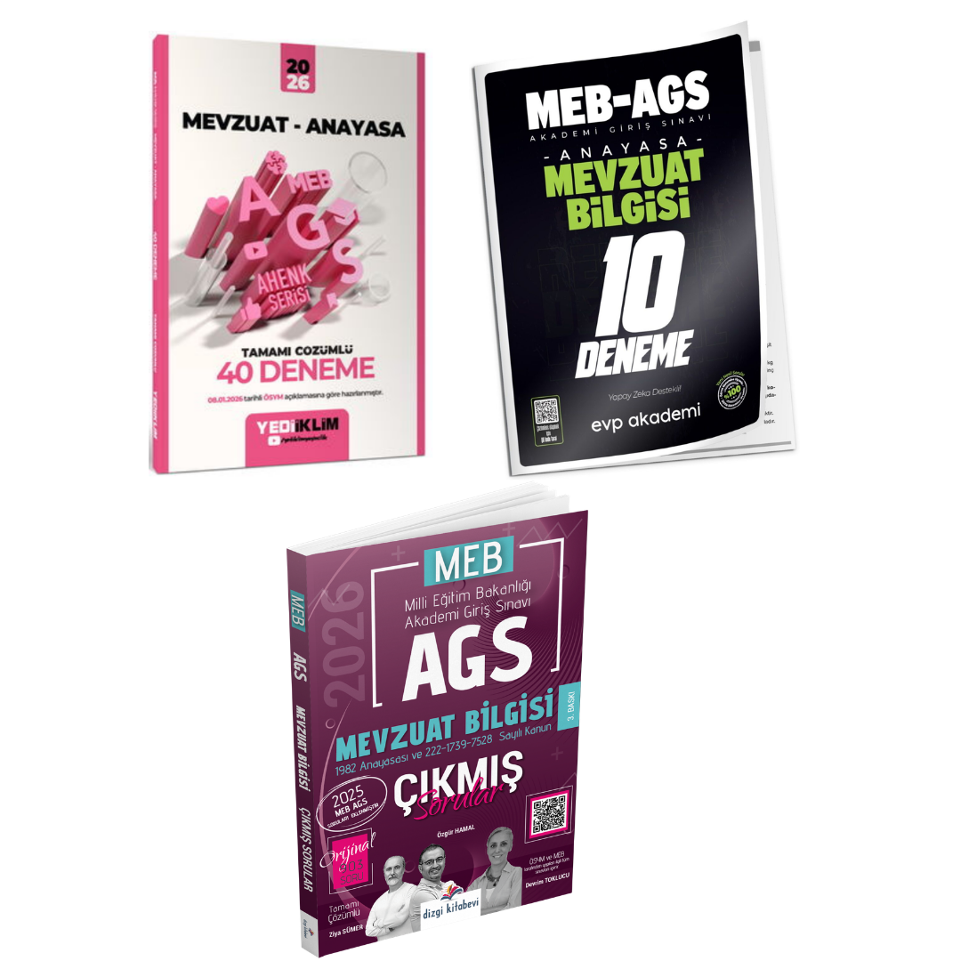 Yediiklim 2026 Meb-Ags Mevzuat-Anayasa 40 Deneme & Mevzuat Bilgisi 10 Deneme EVP Akademi & Mevzuat Bilgisi Çıkmış Sorular Seti
