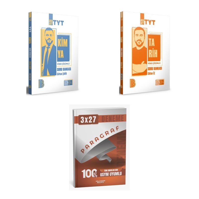 2027 Benim Hocam TYT Kimya + Tarih Video Çözümlü Soru + anla kazan paragraf deneme 3'lü Set