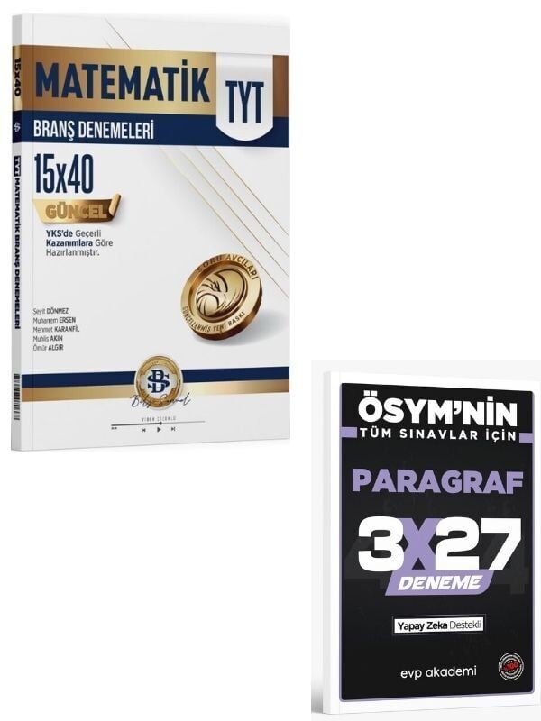 BilgiSarmal 2027 TYT Matematik 15 x 40 Branş Denemeleri+ EVP Akademi Paragraf