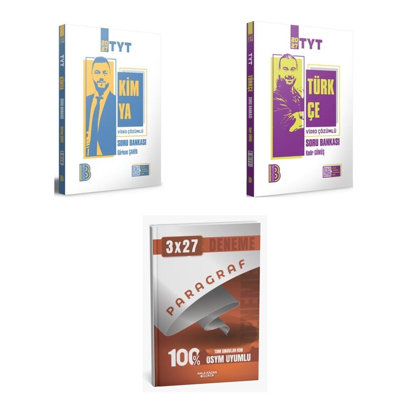 2027 Benim Hocam TYT Kimya + Türkçe Soru + anla kazan paragraf deneme 3'lü Set