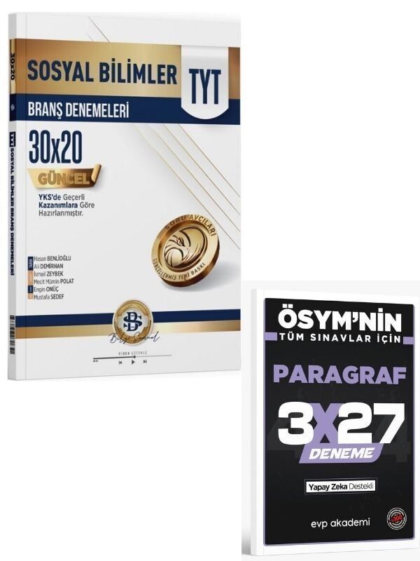 BilgiSarmal 2027 TYT Sosyal Bilimler 30 x 20 Branş Denemeleri+ EVP Akademi Paragraf