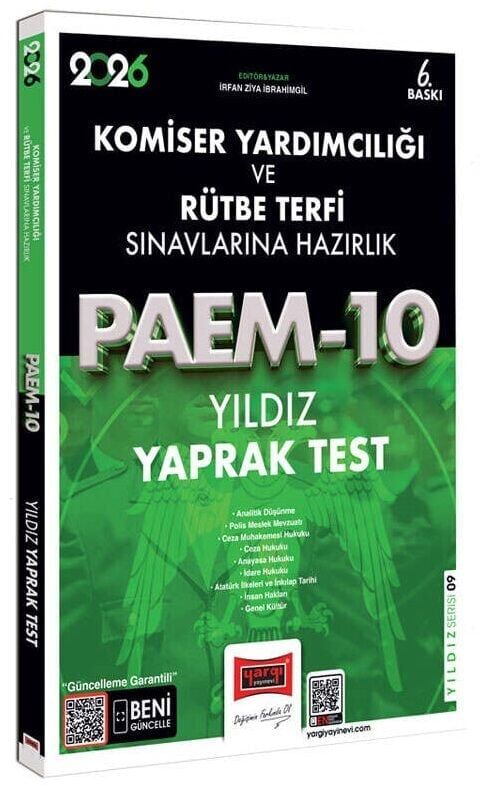 Yargı 2026 PAEM-10 Komiser Yardımcılığı ve Rütbe Terfi Yıldız Yaprak Test Yargı Yayınları