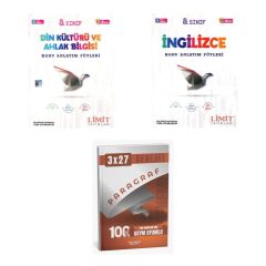 2027 Limit 8. Sınıf Föyleri Din Kültürü ve Ahlak Bilgisi + İngilizce Konu + anla kazan paragraf deneme 3'lü Set