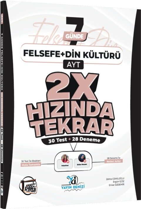 Yayın Denizi AYT Felsefe ve Din Kültürü Ders Platosu 7 Günde 2X Hızında Tekrar Deneme