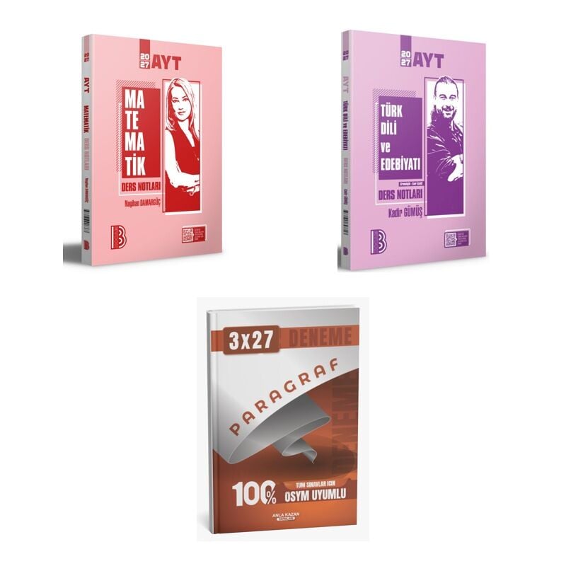 2027 Benim Hocam AYT Matematik + Edebiyat Türk Dili ve Edebiyatı Konu + anla kazan paragraf deneme 3'lü Set