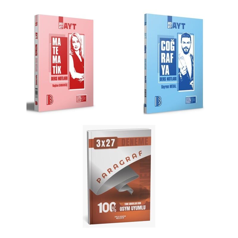 2027 Benim Hocam AYT Matematik + Coğrafya Konu + anla kazan paragraf deneme 3'lü Set