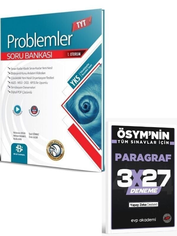 BilgiSarmal 2027  TYT Problemler Soru Bankası+ EVP Akademi Paragraf