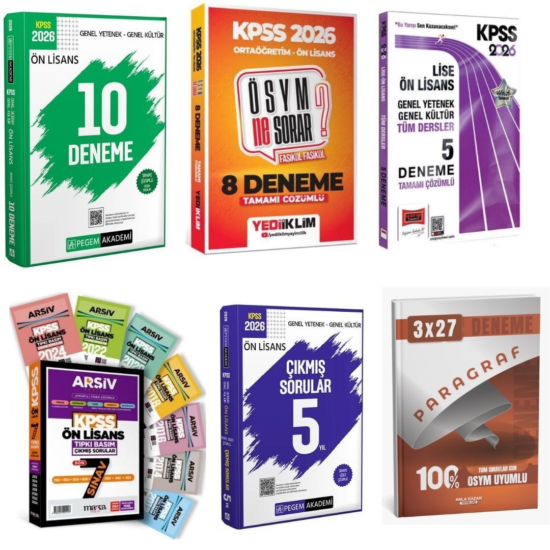 2026 KPSS Genel Yetenek Genel Kültür Ön Lisans Ortaöğretim Kazandıran Süper Karma Deneme ve Ön Lisans Çıkmış Sorular Seti