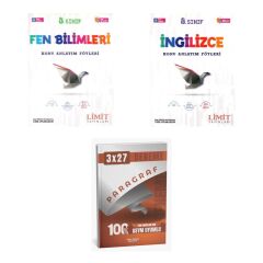2027 Limit 8. Sınıf Föyleri Fen Bilimleri + İngilizce Konu + anla kazan paragraf deneme 3'lü Set
