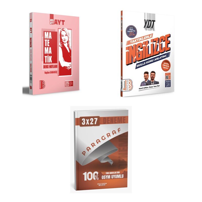 2027 AYT Benim Hocam Matematik Ders Notları + YDT Taktiklerle İngilizce SKILLS Konu + Ankapade 3'lü Set