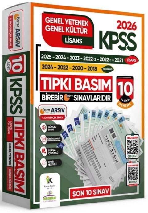 İnformal Yayınları 2026 KPSS Genel Yetenek Genel Kültür Çıkmış Soru Tıpkı Basım 10lu Deneme Paketi