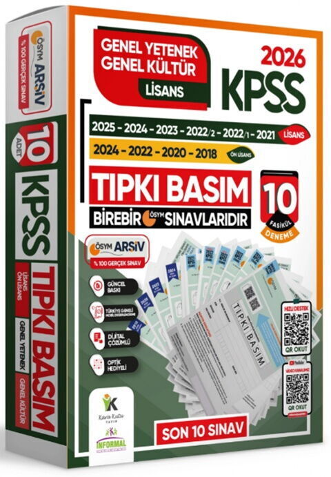 İnformal Yayınları 2026 KPSS Genel Yetenek Genel Kültür Çıkmış Soru Tıpkı Basım 10lu Deneme Paketi