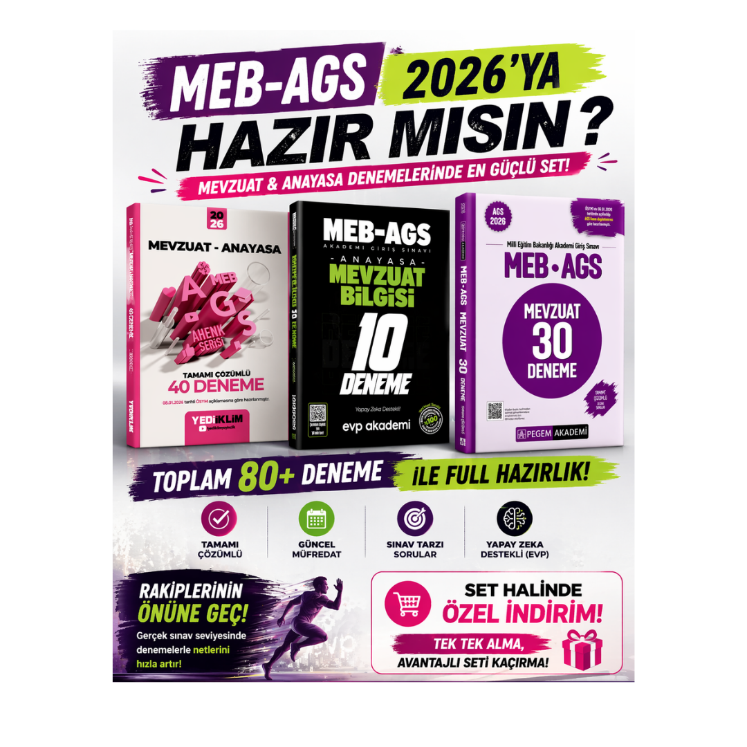 Yediiklim 2026 Meb-Ags Ahenk Mevzuat-Anayasa 40 Deneme & Pegem Meb Ags Mevzuat Deneme Seti