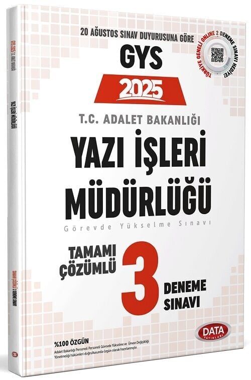 Data 2025 GYS Adalet Bakanlığı Yazı İşleri Müdürlüğü 3 Deneme Çözümlü Görevde Yükselme Data Yayınları