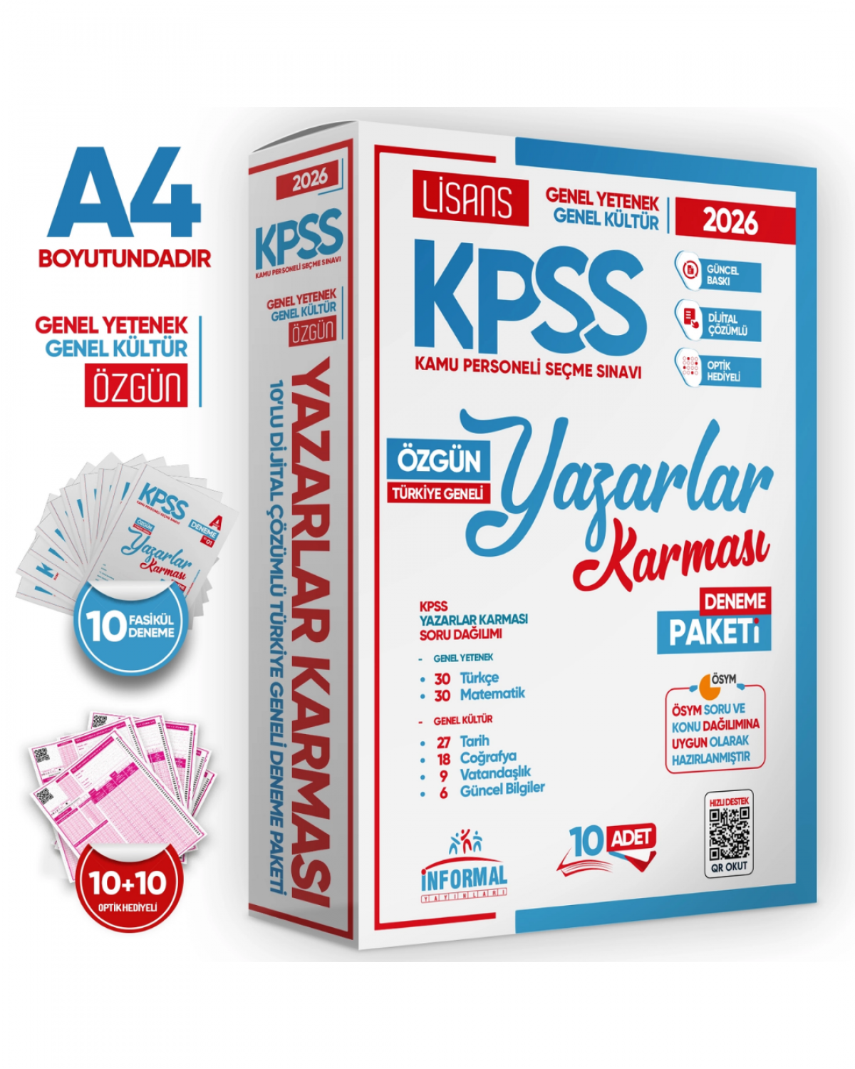 İnformal Yayınları 2026 KPSS Lisans Yazarlar Karması GYGK Türkiye Geneli Kurumsal 10lu Deneme Paketi