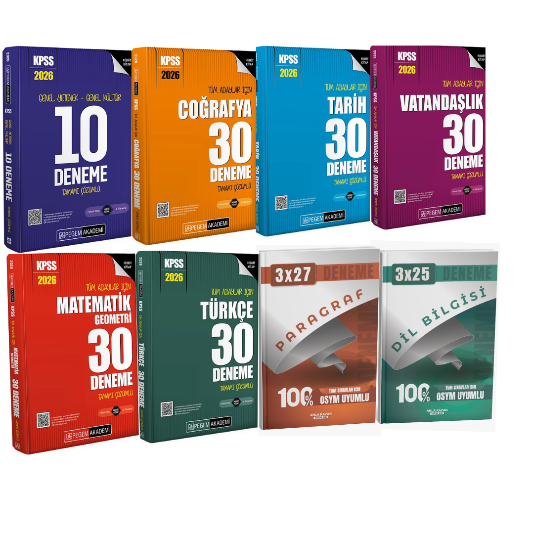 Pegem 2026 KPSS Genel Yetenek Genel Kültür Tamamı Çözümlü Tüm Dersler Süper Kazandıran Deneme Seti