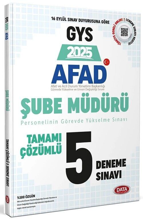 Data 2025 GYS AFAD Şube Müdürü 5 Deneme Çözümlü Görevde Yükselme Data Yayınları