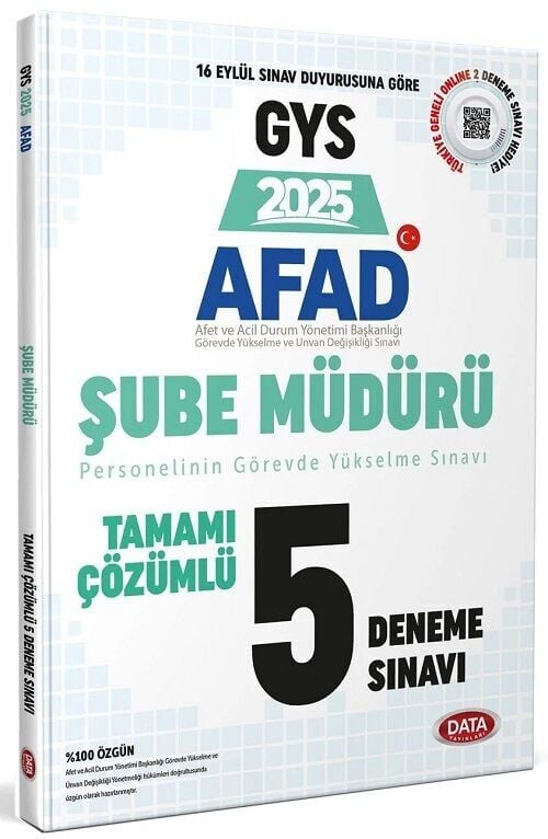 Data 2025 GYS AFAD Şube Müdürü 5 Deneme Çözümlü Görevde Yükselme Data Yayınları