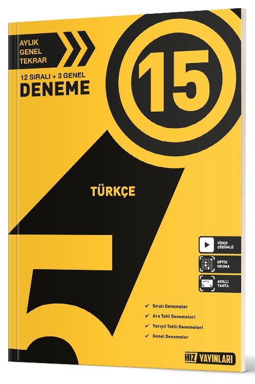 Hız Yayınları 5. Sınıf Türkçe 15 Deneme Hız Yayınları