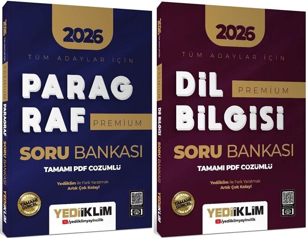 Yediiklim 2026 KPSS MEB-AGS DGS ALES TYT AYT MSÜ Paragraf + Dil Bilgisi Premium Soru Bankası 2 li Set Yediiklim Yayınları